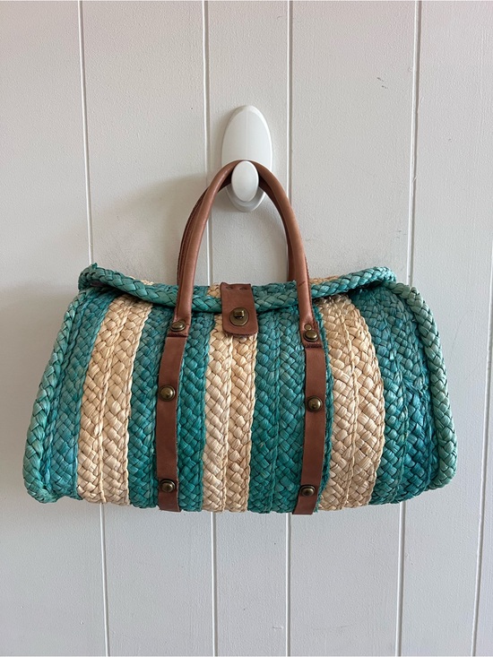 Pilcro Handbags - Anthropologie Pilcro and the Letterpress Rattan Woven Bag Purse Tote Green